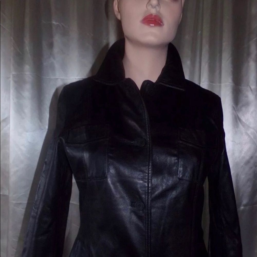 Nine West Black Faux Leather Jacket sz XL